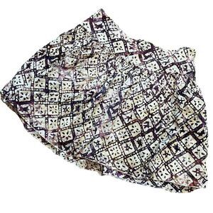 Cream & Purple High Waisted Flouncy Short Lined Mini Skirt L